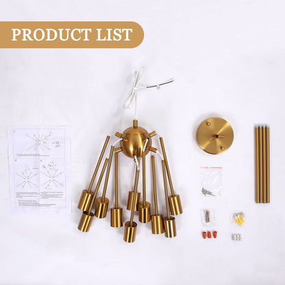 Lustre moderne Spoutnik à 10 lumières réglables pour cuisine, salle à manger, salon, chambre à coucher - N/A