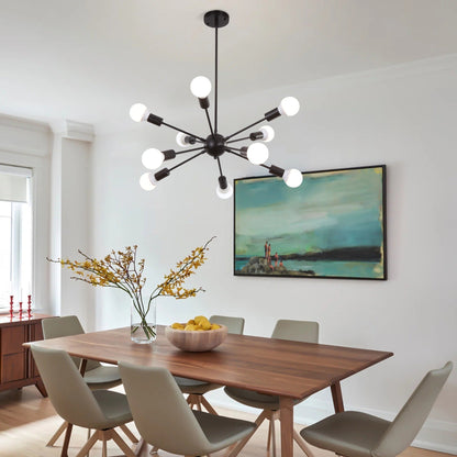 Lustre moderne Spoutnik à 10 lumières réglables pour cuisine, salle à manger, salon, chambre à coucher - N/A