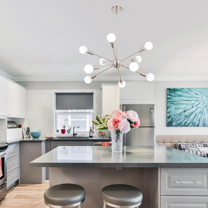 Lustre moderne Spoutnik à 10 lumières réglables pour cuisine, salle à manger, salon, chambre à coucher - N/A