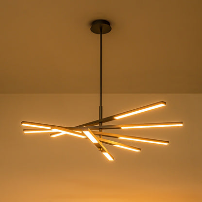 Lustre moderne à plusieurs niveaux Spoutnik linéaire, lumière chaude 3 000 K, LED intégrée