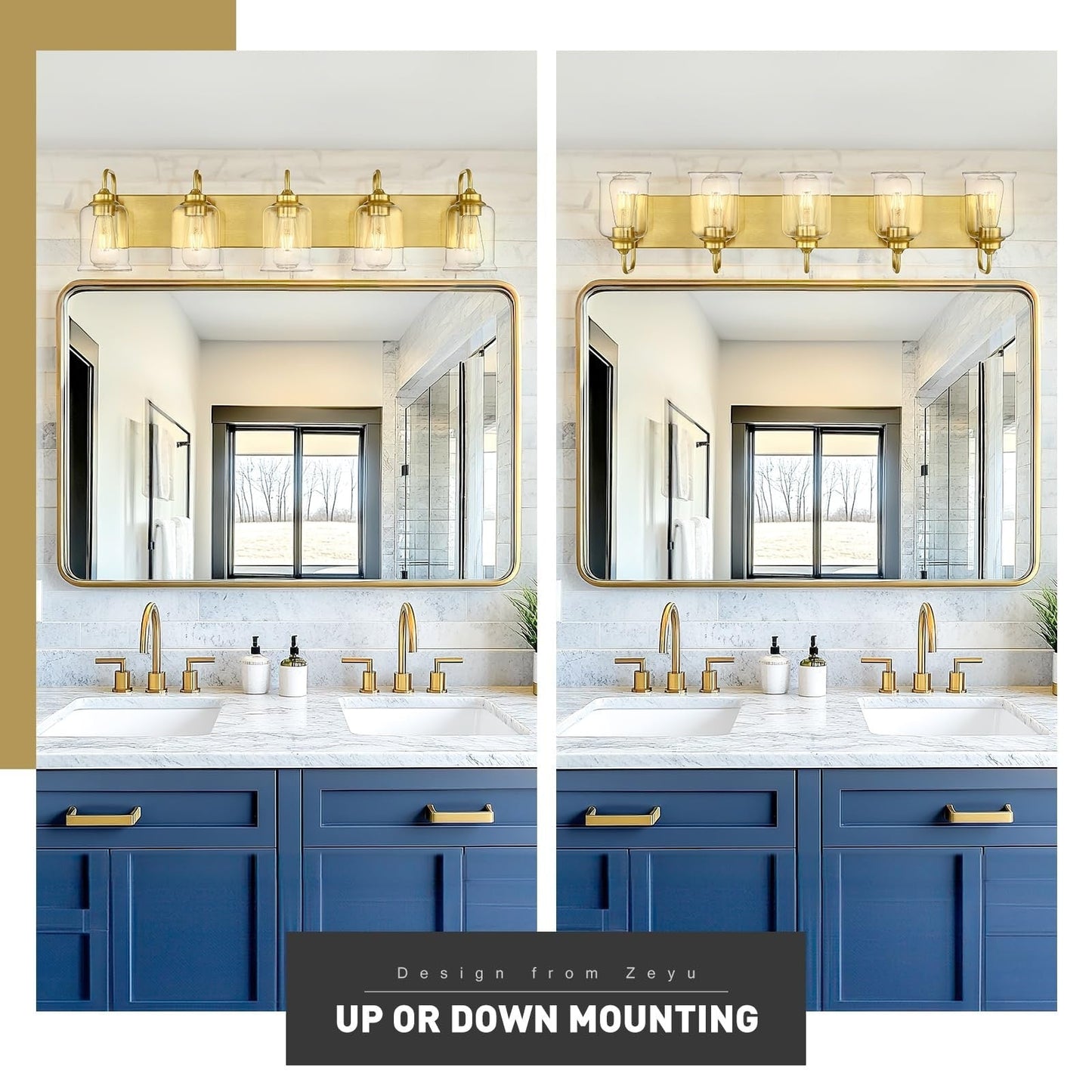 Éclairage de vanité moderne à 3, 4, 5 ou 6 lumières pour miroir de salle de bain