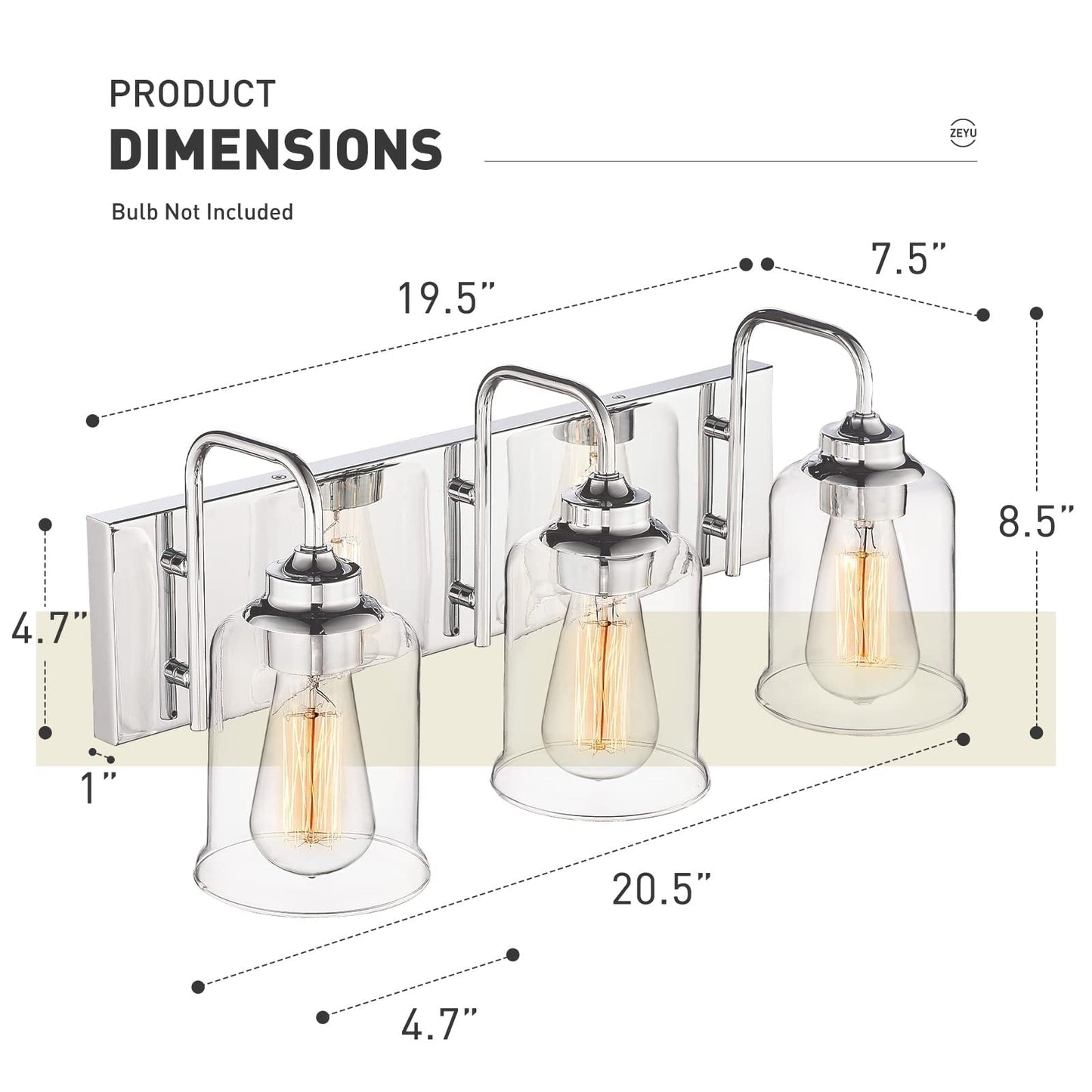 Éclairage de vanité moderne à 3, 4, 5 ou 6 lumières pour miroir de salle de bain