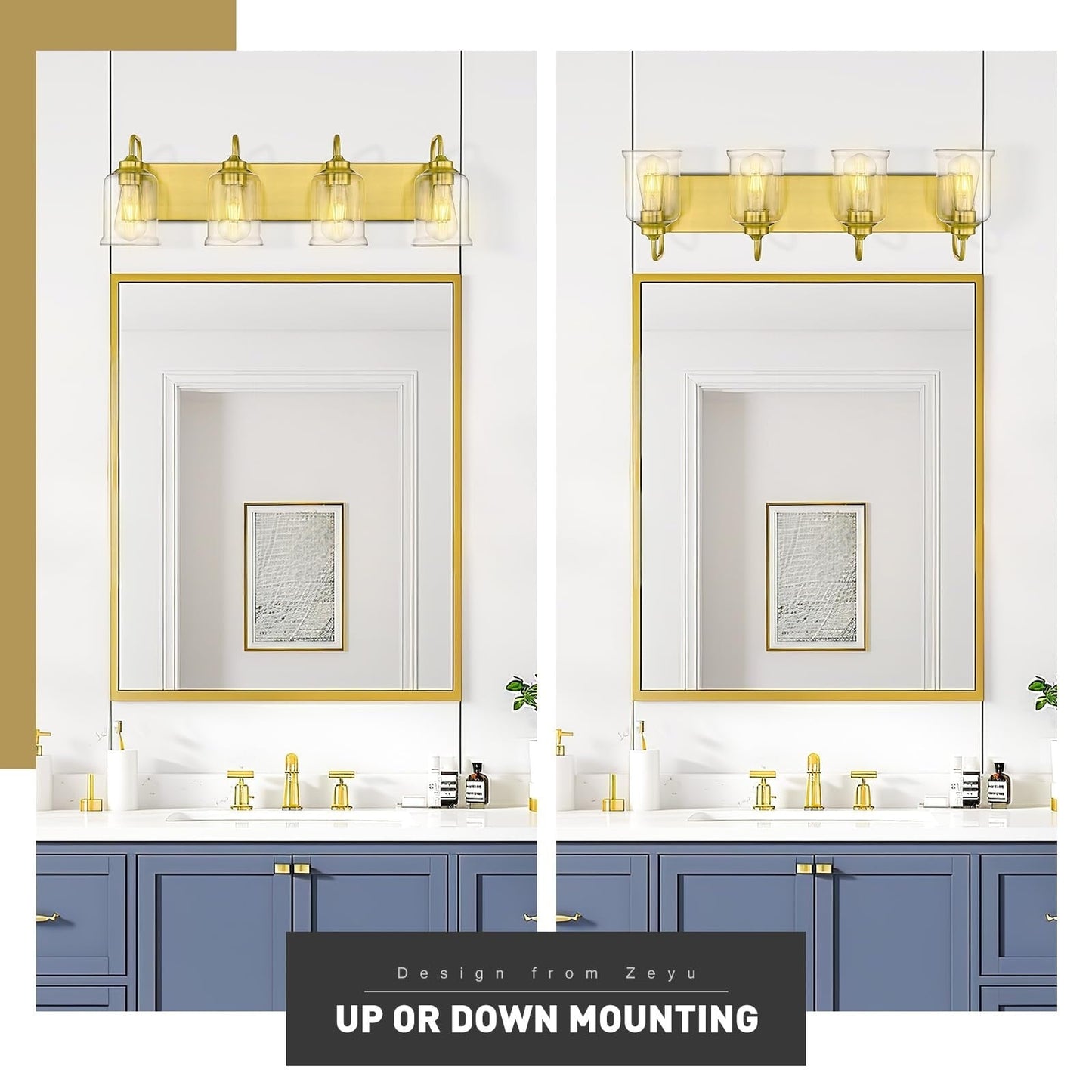 Éclairage de vanité moderne à 3, 4, 5 ou 6 lumières pour miroir de salle de bain