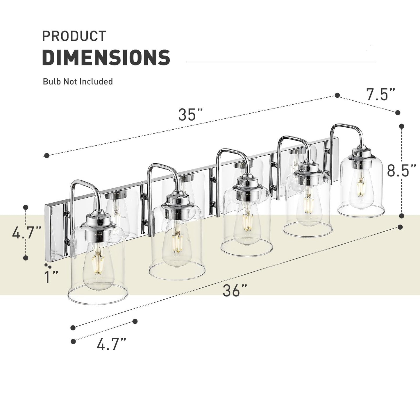 Éclairage de vanité moderne à 3, 4, 5 ou 6 lumières pour miroir de salle de bain