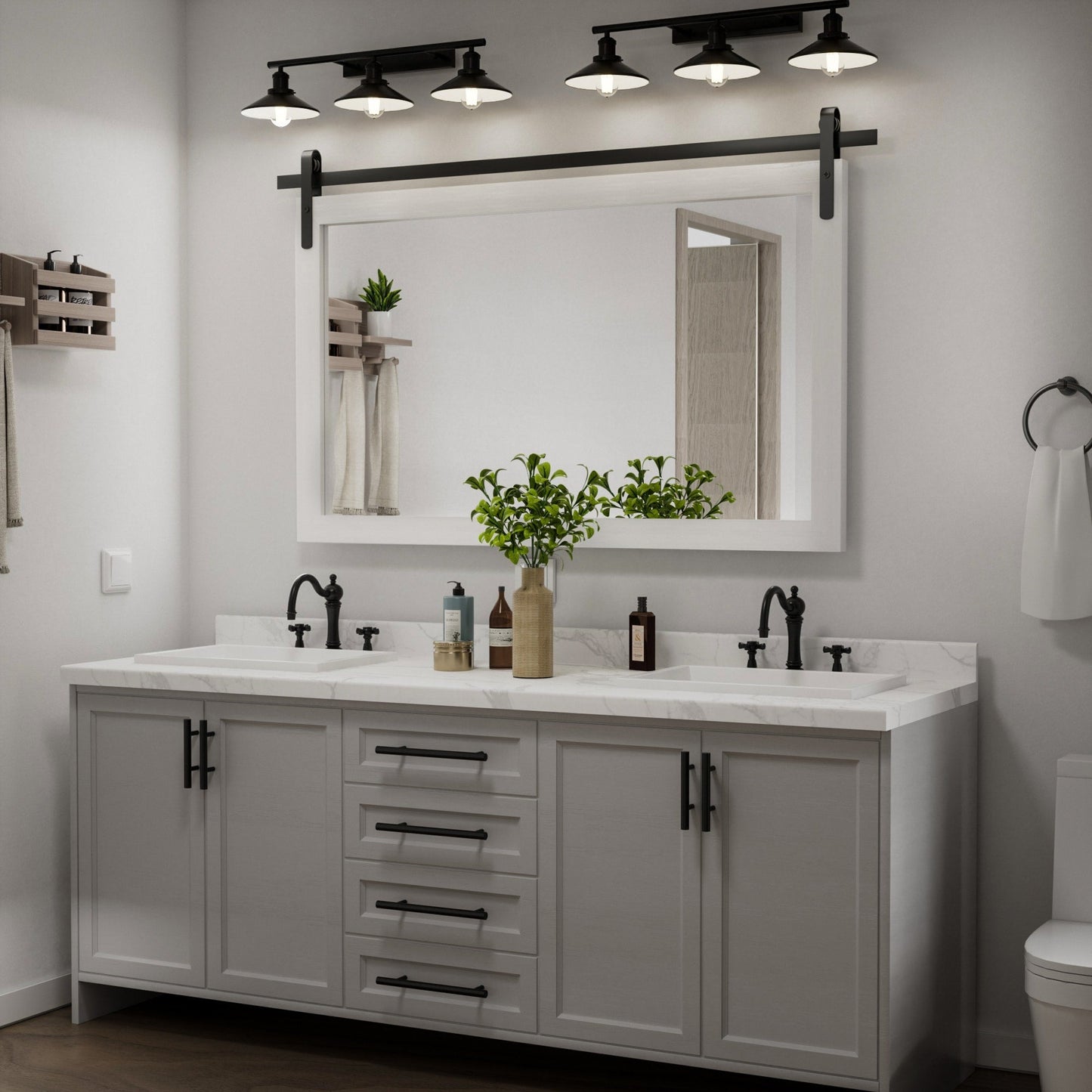 Miroirs muraux modernes, miroir rectangulaire avec cadre en bois, miroir de salle de bain, miroir de grange, miroir de porte de grange avec plusieurs tailles