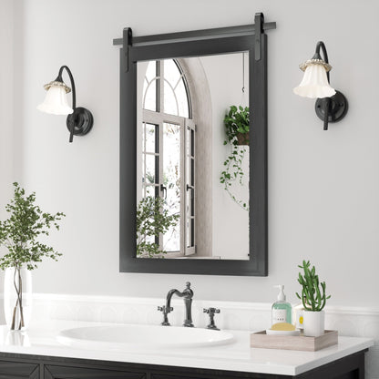 Miroirs muraux modernes, miroir rectangulaire avec cadre en bois, miroir de salle de bain, miroir de grange, miroir de porte de grange avec plusieurs tailles