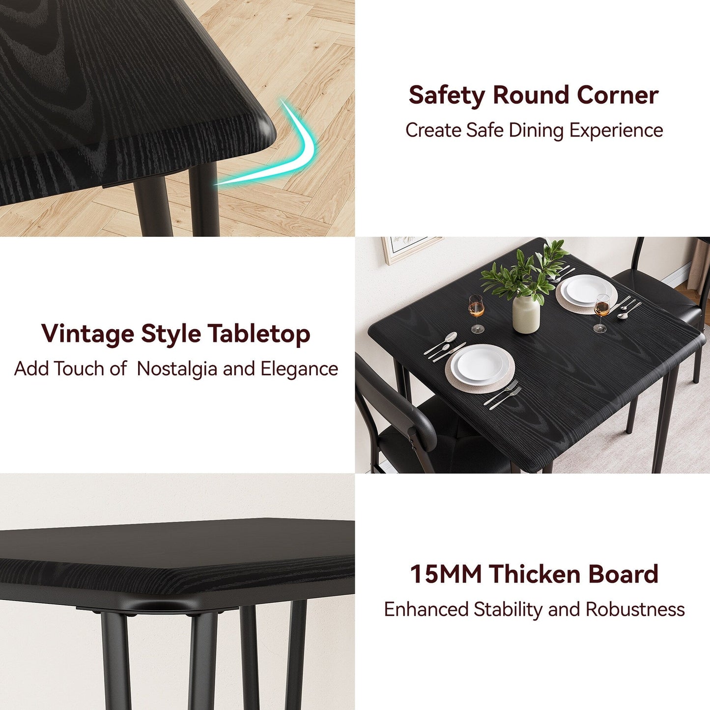 Ensemble de table à manger moderne pour cuisine - 3 pièces