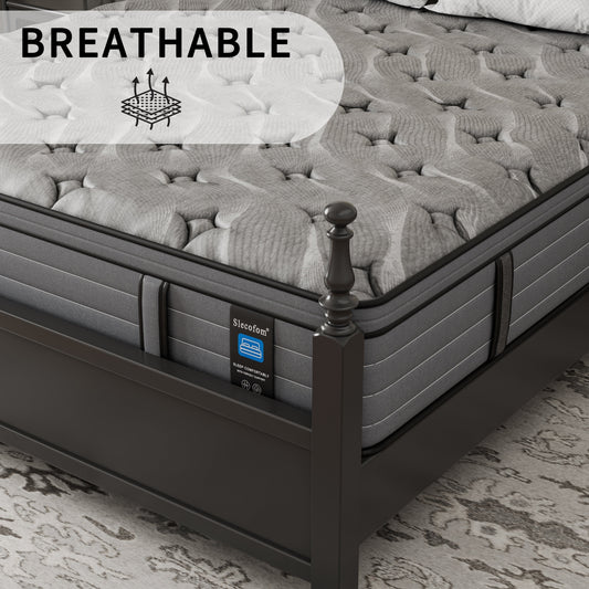 Matelas hybride Modland 14 pouces, plateau Euro, mousse CertiPUR-US ignifuge pour soulager les maux de dos, lit simple/double/queen/king size