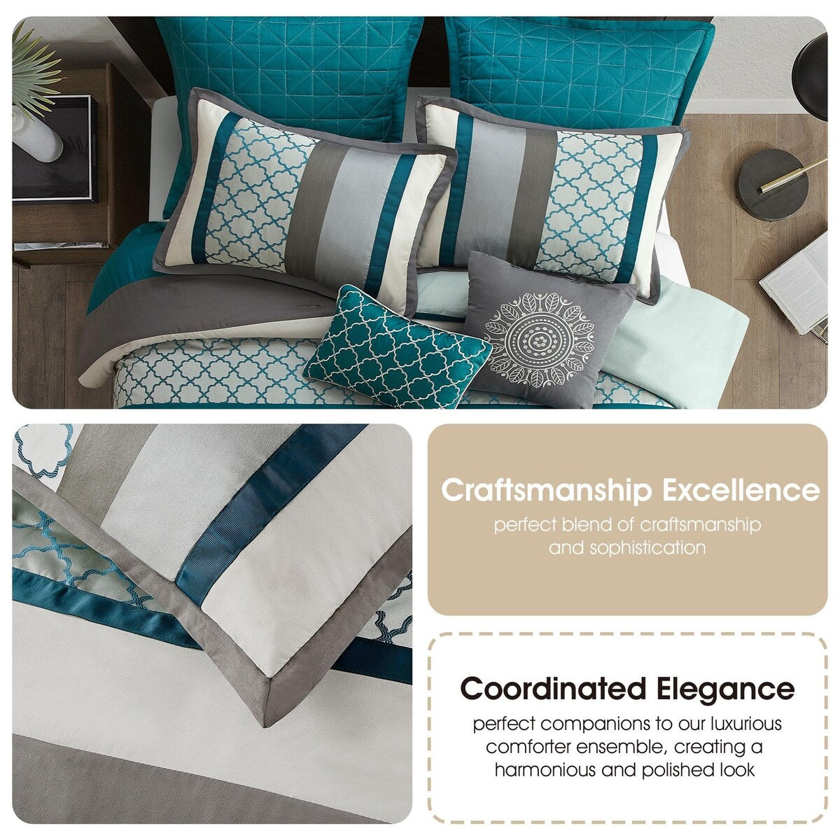 Parure de lit Nanshing Avalon Trellis 8 pièces à imprimé marocain