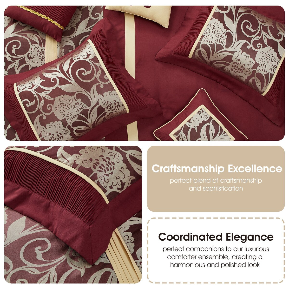 Ensemble de couette 9 pièces en jacquard floral Nanshing Brie