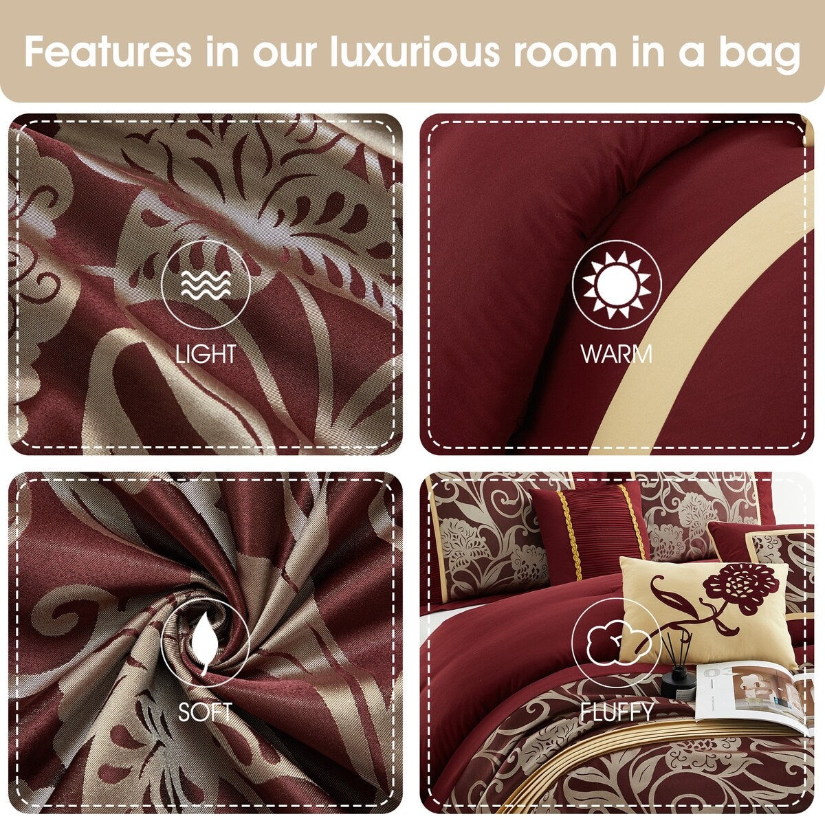 Ensemble de couette 9 pièces en jacquard floral Nanshing Brie