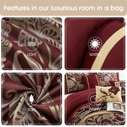 Ensemble de couette 9 pièces en jacquard floral Nanshing Brie