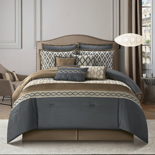Ensemble de couette géométrique de luxe Nanshing Calvin 10 pièces