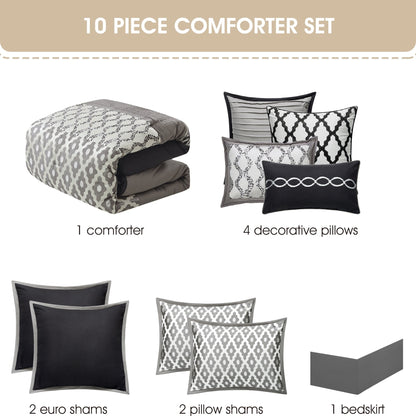 Ensemble de couette géométrique de luxe Nanshing Calvin 10 pièces