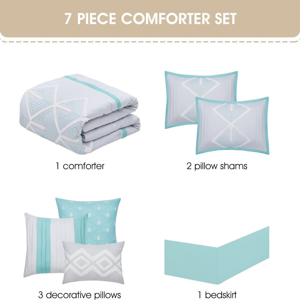 Parure de lit Nanshing Corina 7 pièces en tissu éponge brodé
