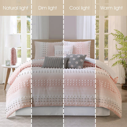 Parure de couette moderne à rayures Nanshing Jessy, 7 pièces