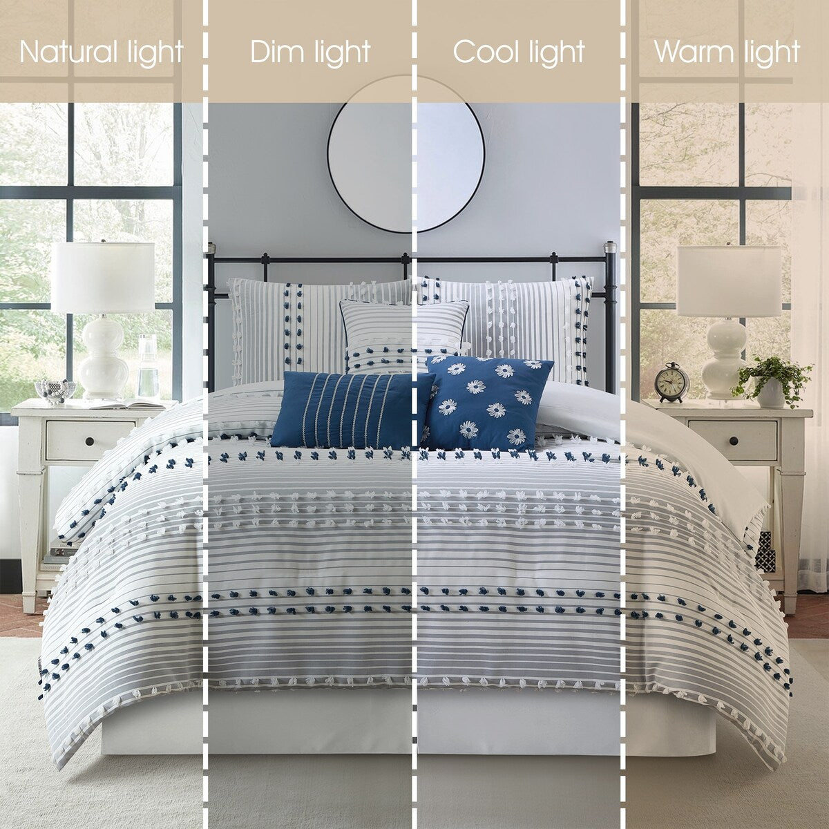 Parure de couette moderne à rayures Nanshing Jessy, 7 pièces