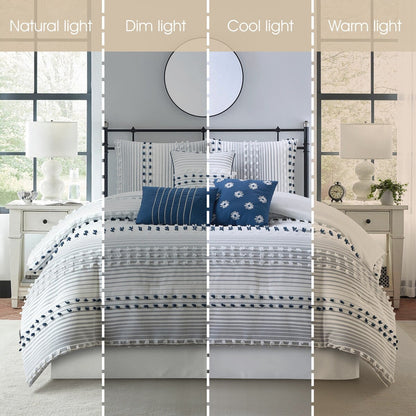 Parure de couette moderne à rayures Nanshing Jessy, 7 pièces