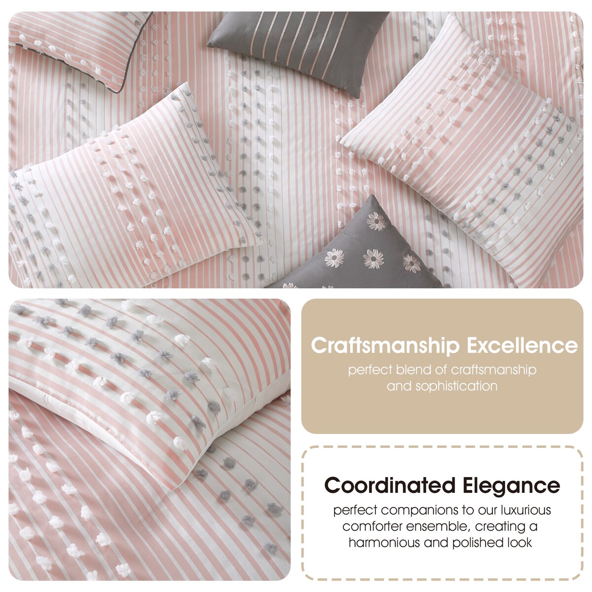 Parure de couette moderne à rayures Nanshing Jessy, 7 pièces