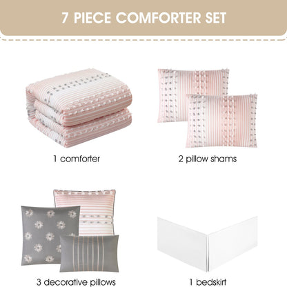 Parure de couette moderne à rayures Nanshing Jessy, 7 pièces