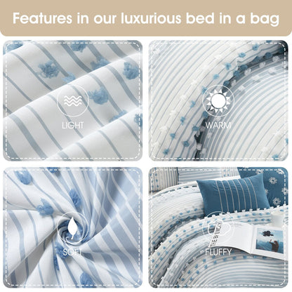 Parure de couette moderne à rayures Nanshing Jessy, 7 pièces