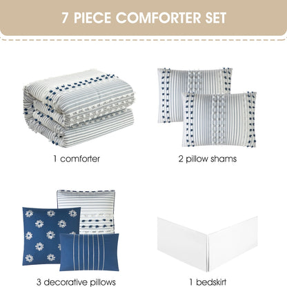 Parure de couette moderne à rayures Nanshing Jessy, 7 pièces