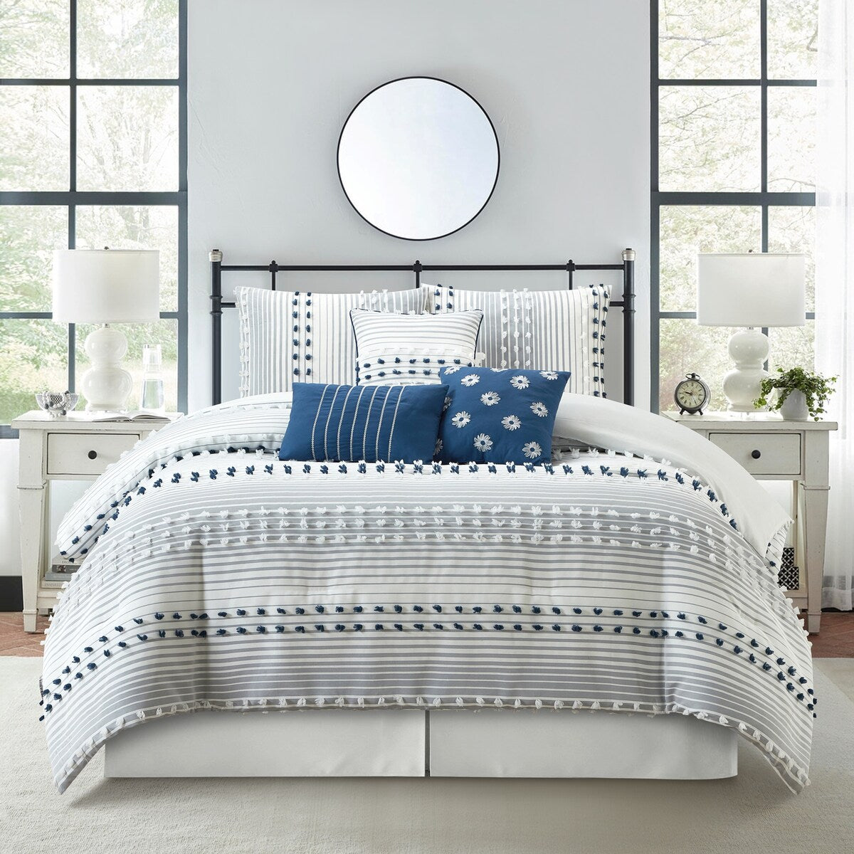 Parure de couette moderne à rayures Nanshing Jessy, 7 pièces