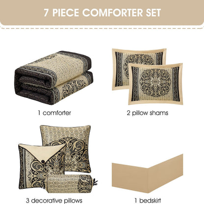Ensemble de couette élégant médaillon 7 pièces Nanshing Prince