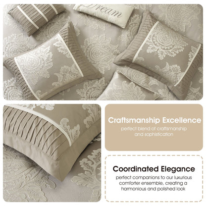 Ensemble de couette traditionnelle damassée Nanshing Tiana, 7 pièces