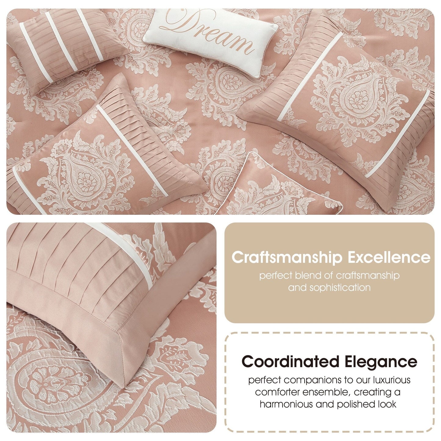 Ensemble de couette traditionnelle damassée Nanshing Tiana, 7 pièces