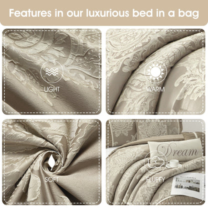 Ensemble de couette traditionnelle damassée Nanshing Tiana, 7 pièces