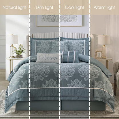 Ensemble de couette traditionnelle damassée Nanshing Tiana, 7 pièces