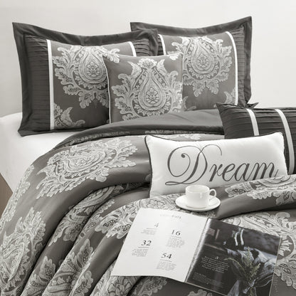 Ensemble de couette traditionnelle damassée Nanshing Tiana, 7 pièces