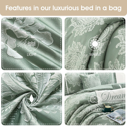 Ensemble de couette traditionnelle damassée Nanshing Tiana, 7 pièces