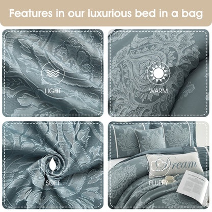 Ensemble de couette traditionnelle damassée Nanshing Tiana, 7 pièces