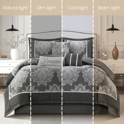 Ensemble de couette traditionnelle damassée Nanshing Tiana, 7 pièces