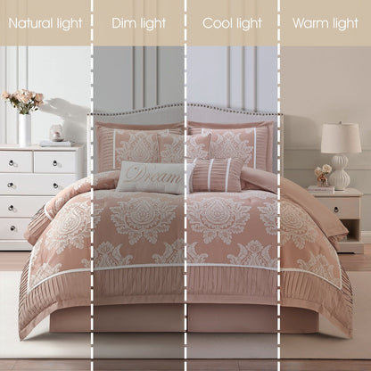 Ensemble de couette traditionnelle damassée Nanshing Tiana, 7 pièces