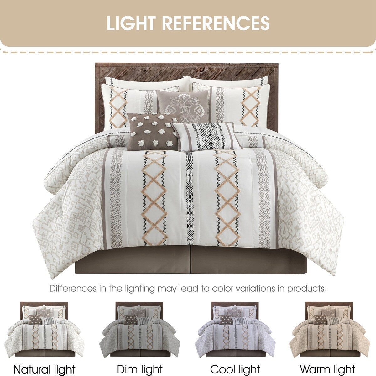 Parure de lit brodée bohème Nanshing Trina 15 pièces