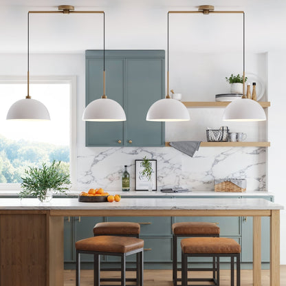 Luminaire suspendu moderne à 2 lumières pour îlot Percy de Nathan James, avec abat-jour en métal et cordon réglable