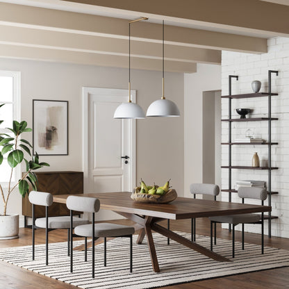 Luminaire suspendu moderne à 2 lumières pour îlot Percy de Nathan James, avec abat-jour en métal et cordon réglable