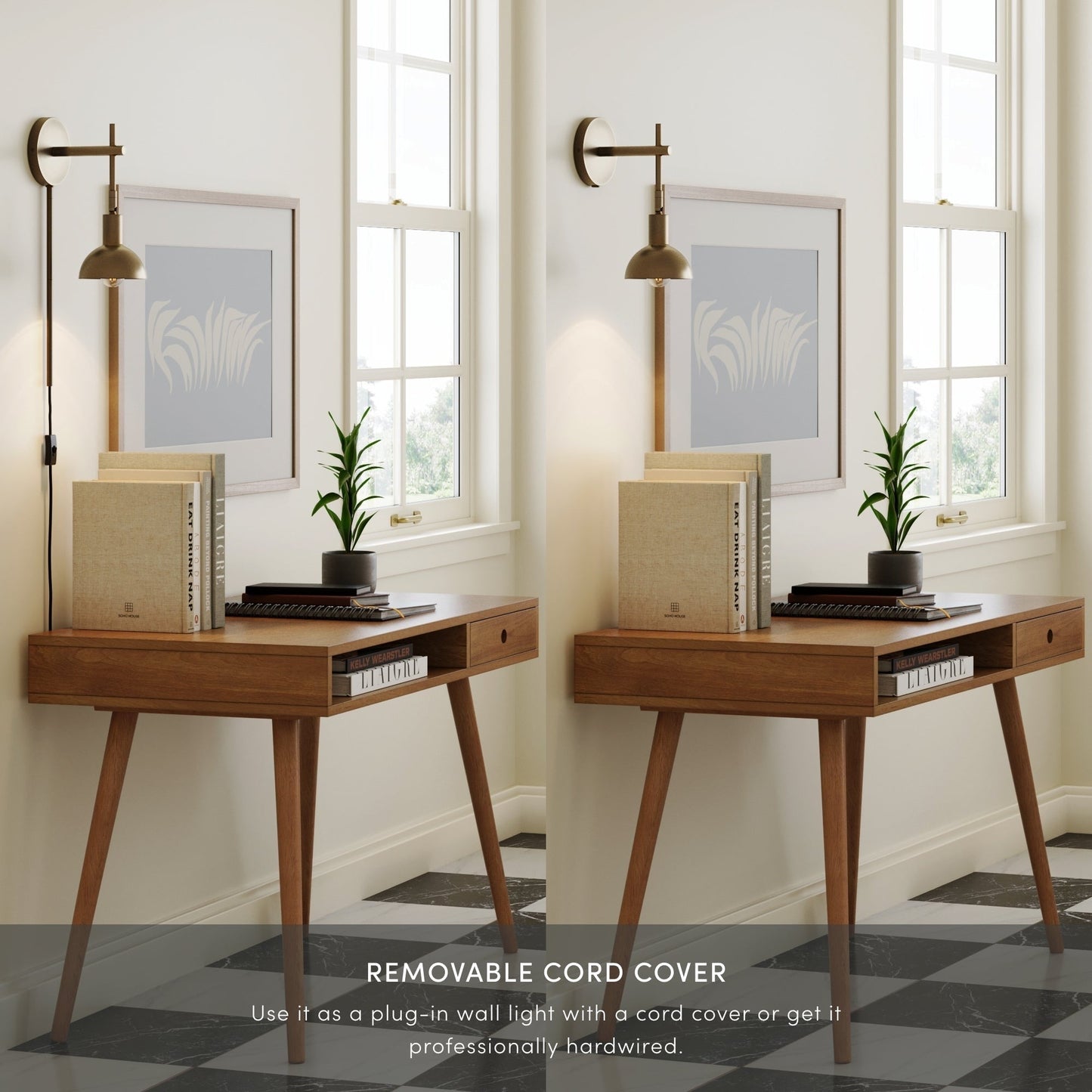 Applique murale Nathan James Tamlin à 1 lumière avec prise et interrupteur marche/arrêt