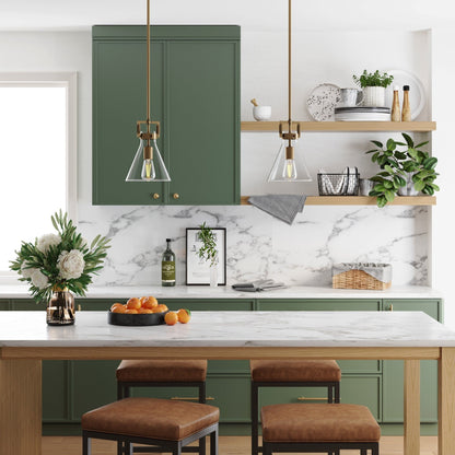 Suspension en verre Nathan James Vincent, luminaire suspendu avec tige réglable et abat-jour transparent