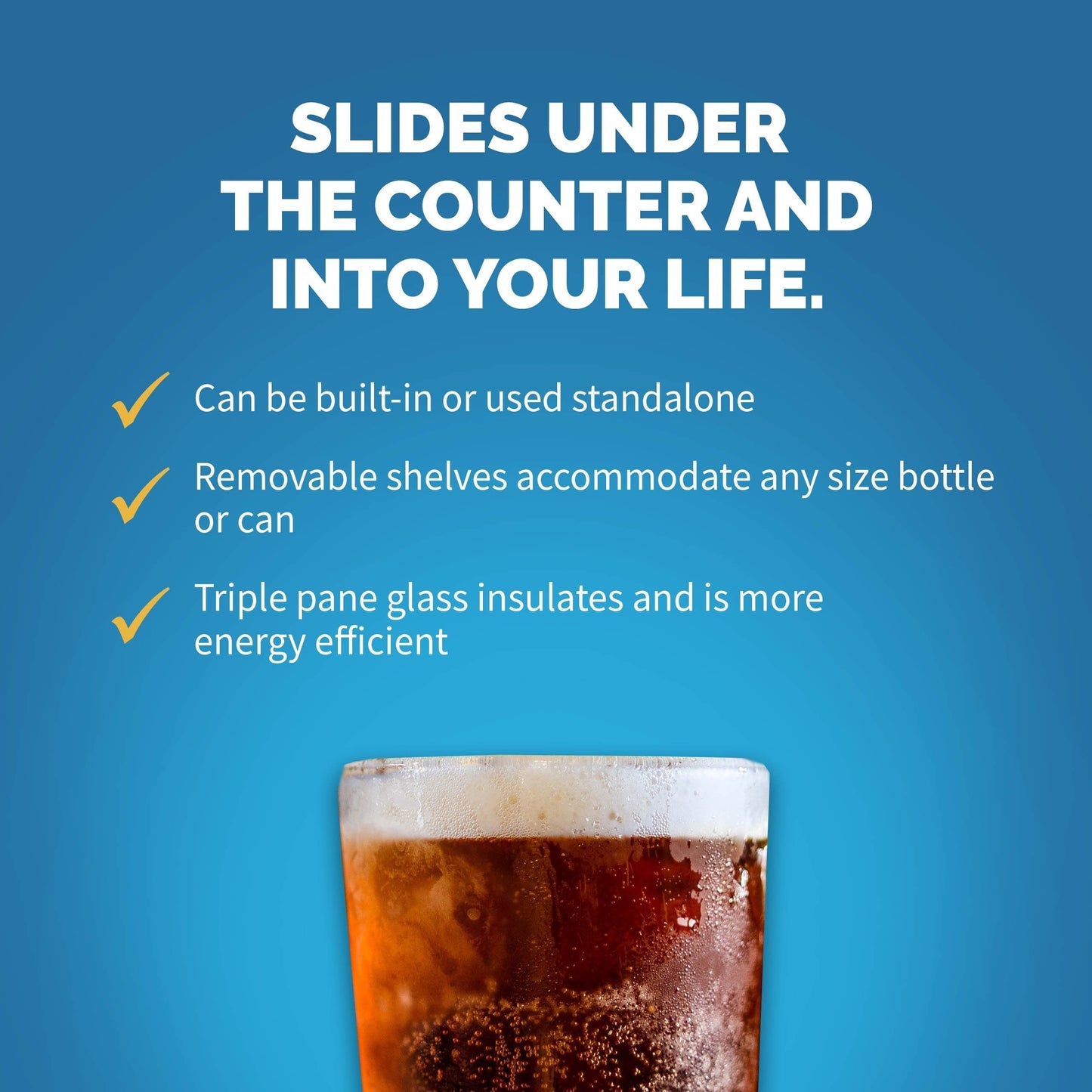 Réfrigérateur à boissons encastré Newair de 15 po, en acier inoxydable, avec commandes de température et étagères réglables, pour 96 canettes