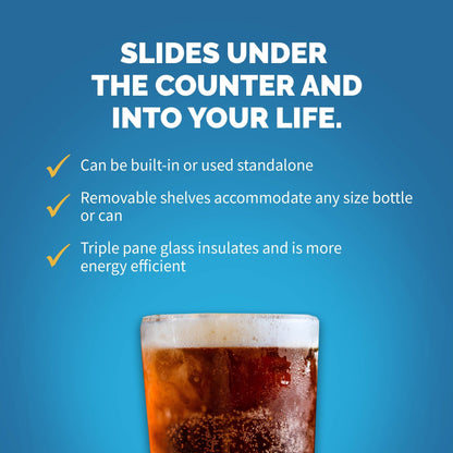 Réfrigérateur à boissons encastré Newair de 15 po, en acier inoxydable, avec commandes de température et étagères réglables, pour 96 canettes