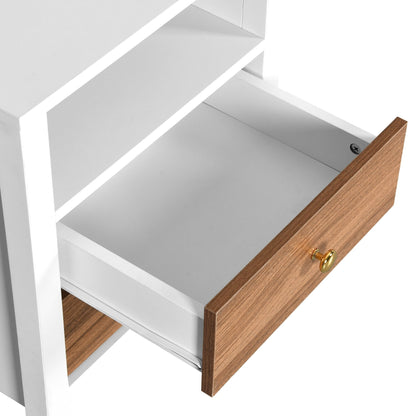 Ensemble de 2 tables de chevet avec station de charge, table d'appoint avec 2 tiroirs, ports et prises USB, table de chevet