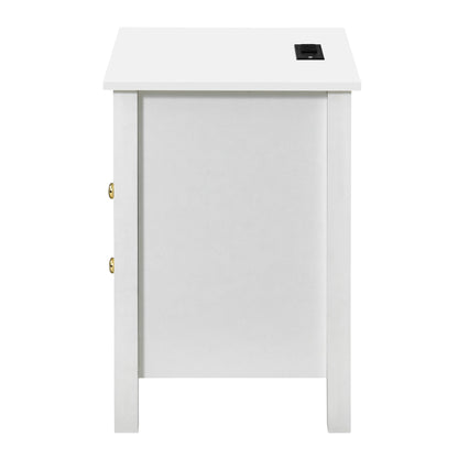 Ensemble de 2 tables de chevet avec station de charge, table d'appoint avec 2 tiroirs, ports et prises USB, table de chevet