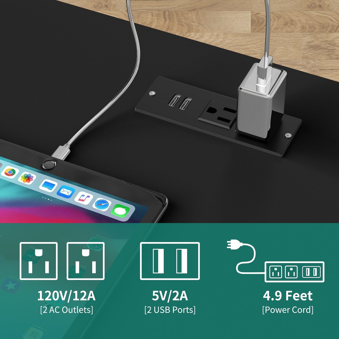 Ensemble de 2 tables de chevet avec station de charge, table d'appoint avec 2 tiroirs, ports et prises USB, table de chevet