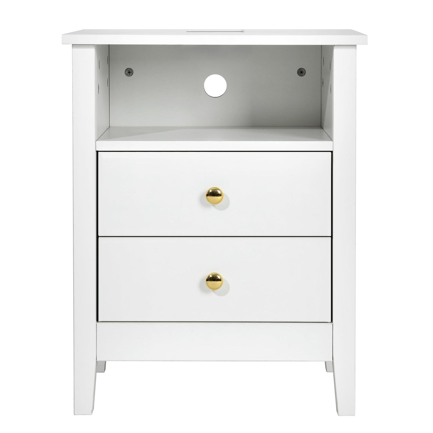 Ensemble de 2 tables de chevet avec station de charge, table d'appoint avec 2 tiroirs, ports et prises USB, table de chevet