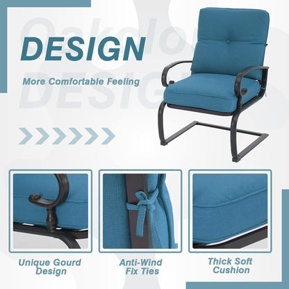 Ensemble de bistrot d'extérieur 3 pièces Nista avec coussins et table basse, à ressorts en C, par Havenside Home