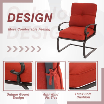 Ensemble de bistrot d'extérieur 3 pièces Nista avec coussins et table basse, à ressorts en C, par Havenside Home